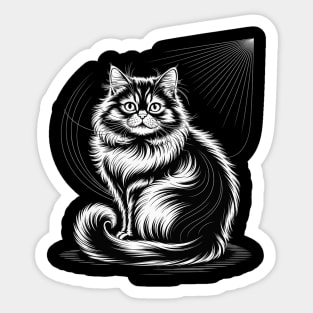 Line Art British Longhair Cat Straight Sticker